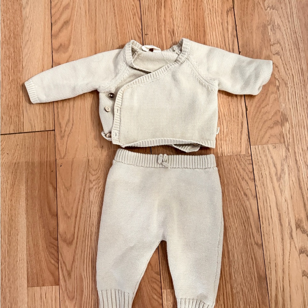 Cream Knit Baby Sweater and Pants Set